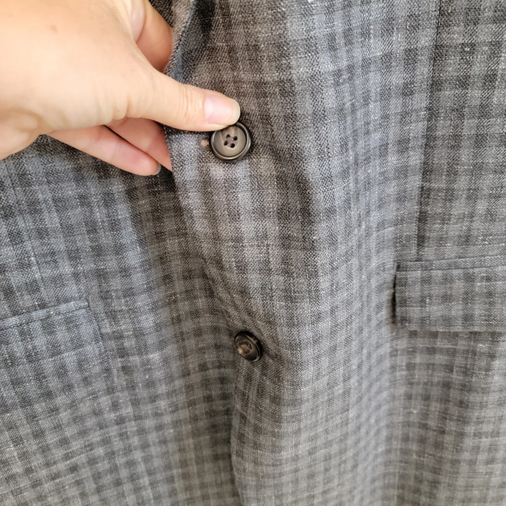 Lauren Ralph‎ Lauren Mens SZ 44L Check Linen Wool Silk Blend Blazer Sport Jacket